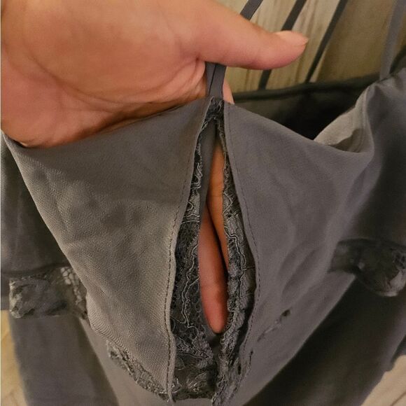 Large Blue gray dress lace detail homecoming prom party office wear - Picture 3 of 4